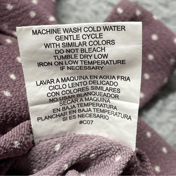 OLM Short Sleeve Top Womens Small Purple Polka Dot Flowy Flutter Sleeve Retro - Picture 4 of 9